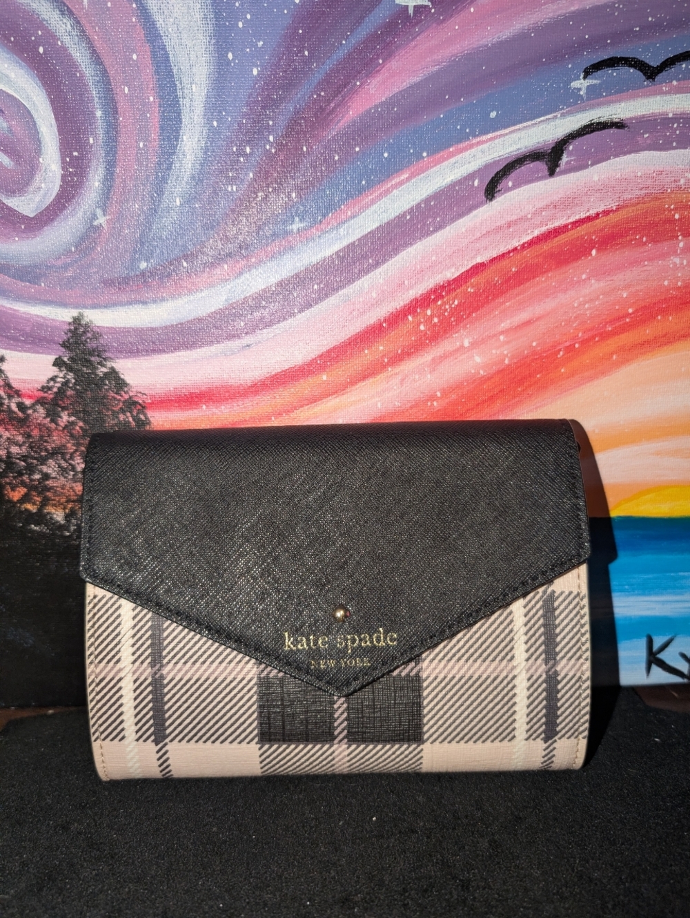 Kate Spade Black & Plaid Slim Crossbody